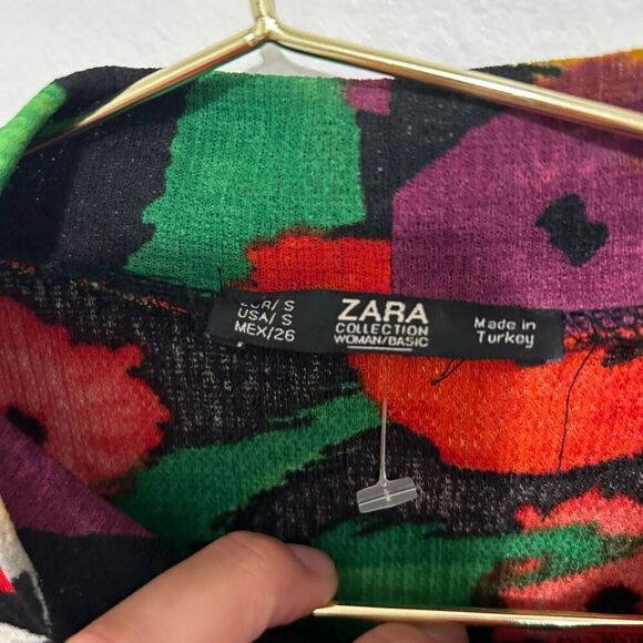 Zara Collection Multicolored Floral Balloon Sleeve Blouse Size S Fairy Boho - Picture 6 of 12